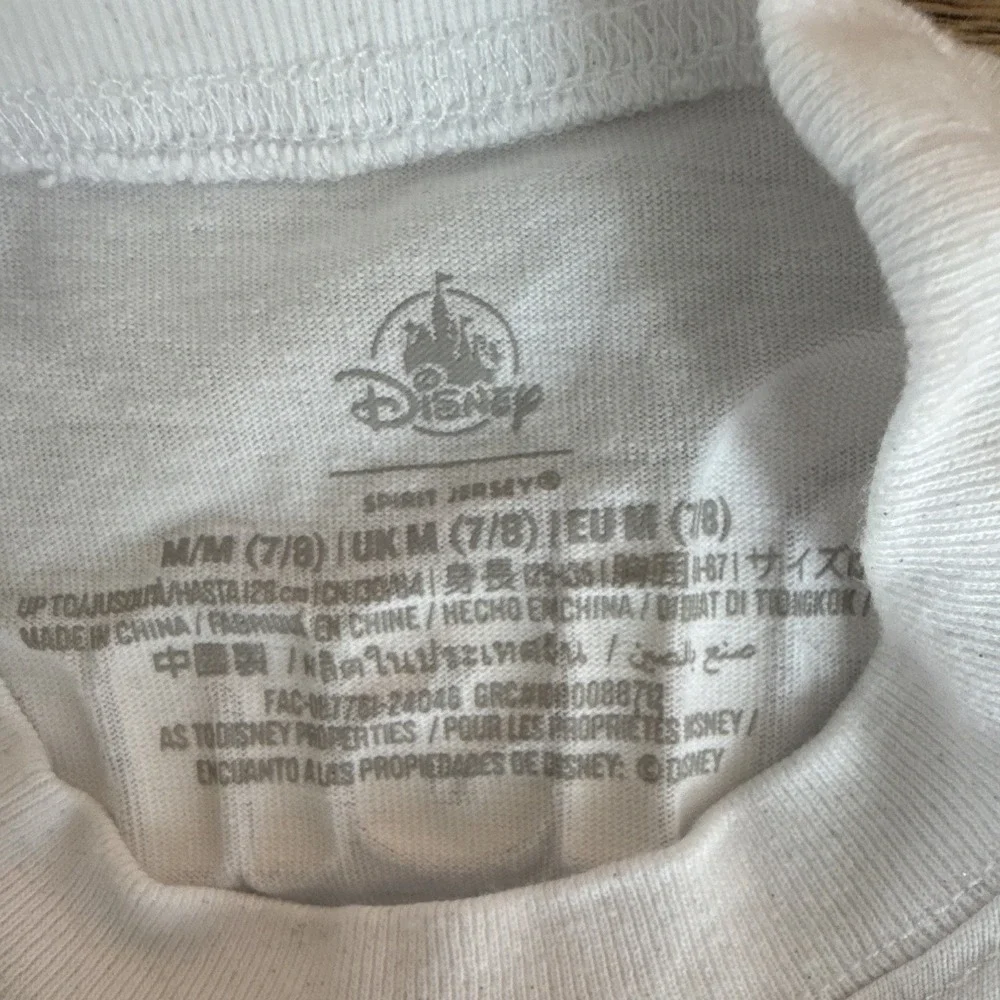 Disney Mickey Mouse Walt Disney World Long Sleeve Crew Neck Cotton Tee White 7/8